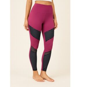 Magenta & Black Mesh Panel Active Leggings | High Waist Compression Fit SIZE S/M